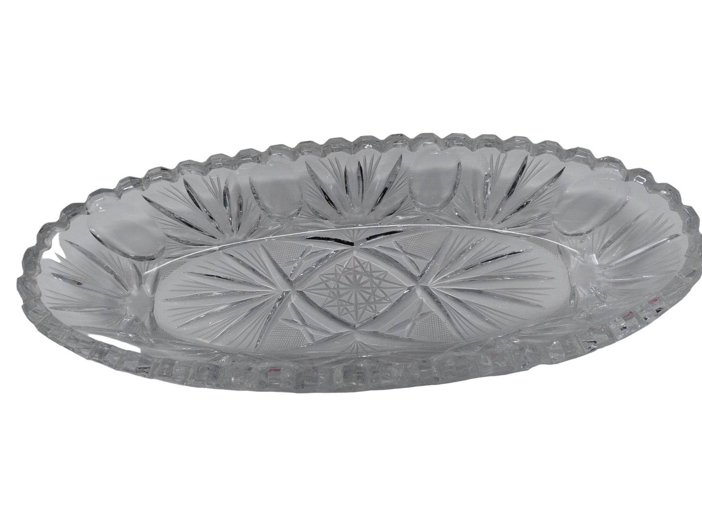 VINTAGE BRILLIANT CUT GLASS CRYSTAL TRAY CELERY DISH BOWL