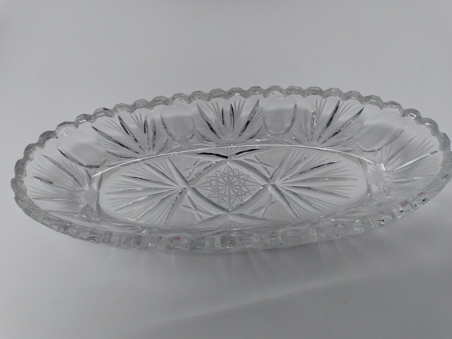 VINTAGE BRILLIANT CUT GLASS CRYSTAL TRAY CELERY DISH BOWL