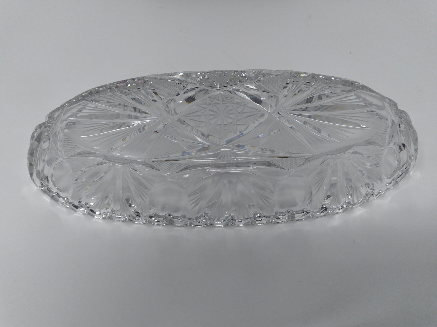 VINTAGE BRILLIANT CUT GLASS CRYSTAL TRAY CELERY DISH BOWL