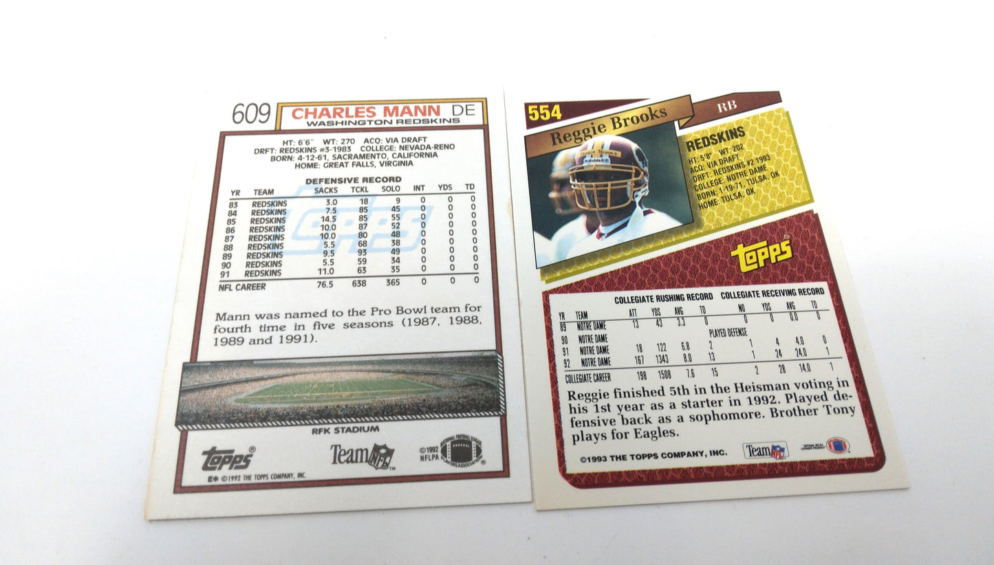 1992 WASHINGTON REDSKINS NFL TOPPS FOOTBALL CARDS COLLECTION (2)