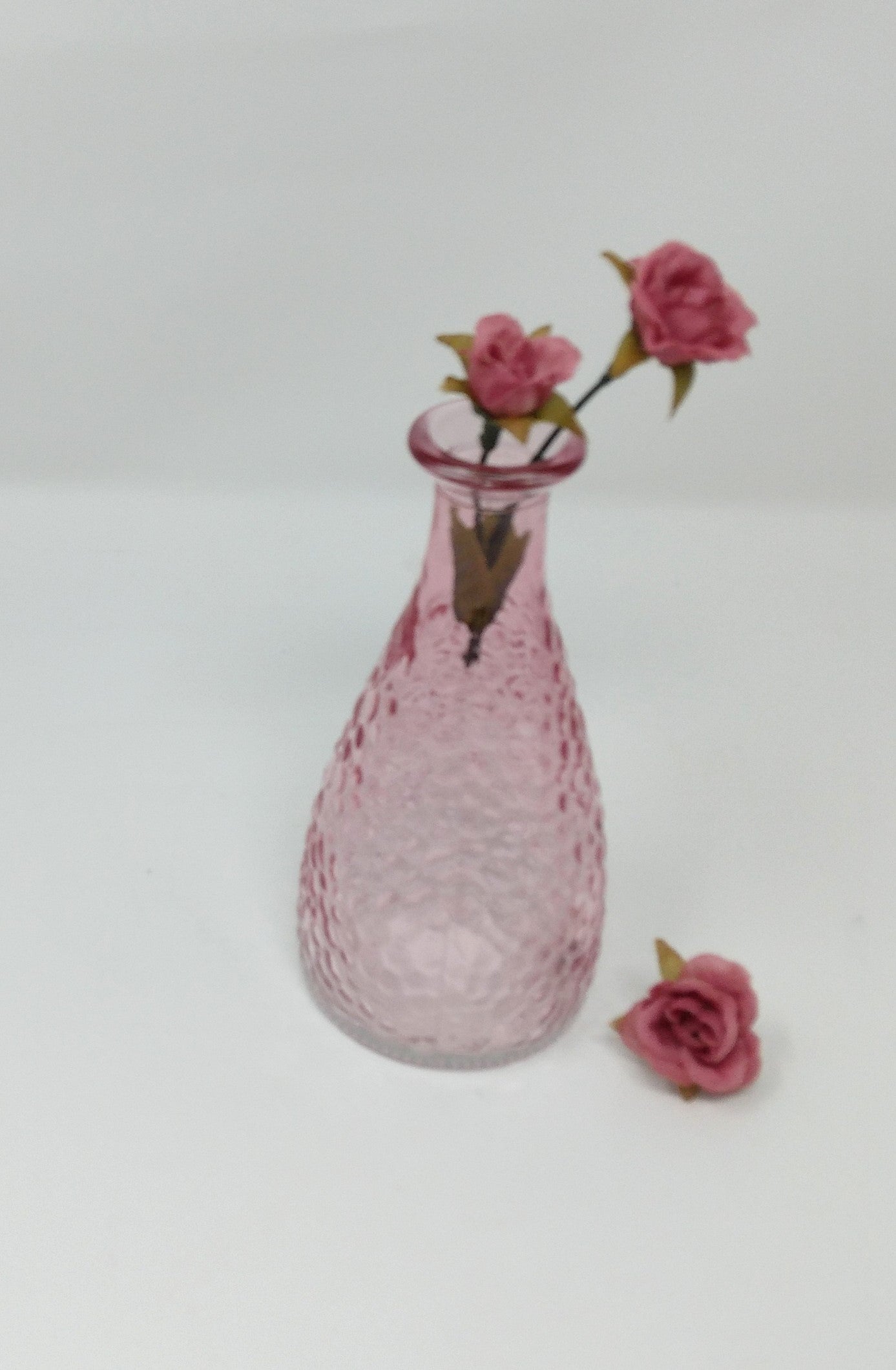 Pink Bubble Glass Vass and Crystal Ball Stopper