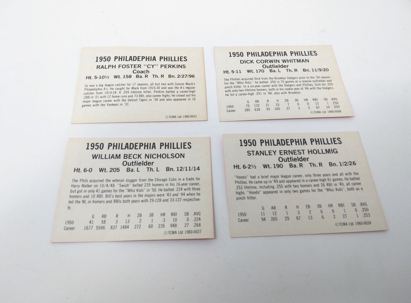 BASEBALL PHILADELPHIA WHIZ KIDS SET OF 4