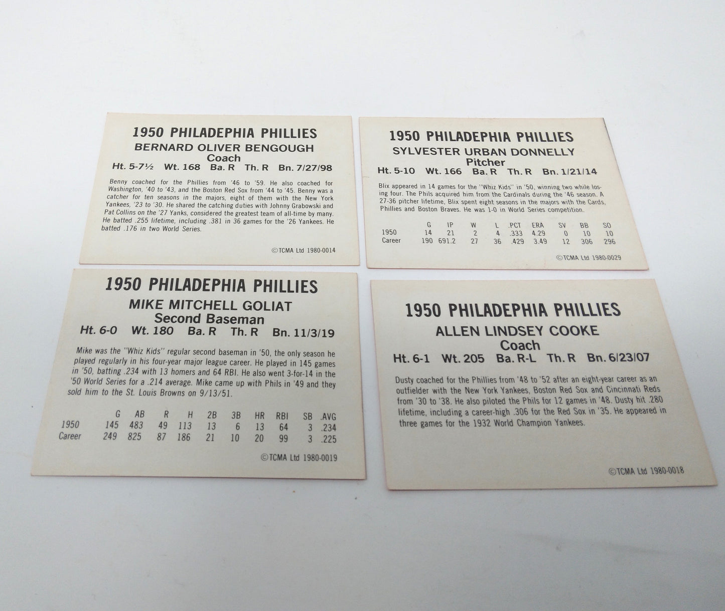 BASEBALL PHILADELPHIA WHIZ KIDS SET OF 4
