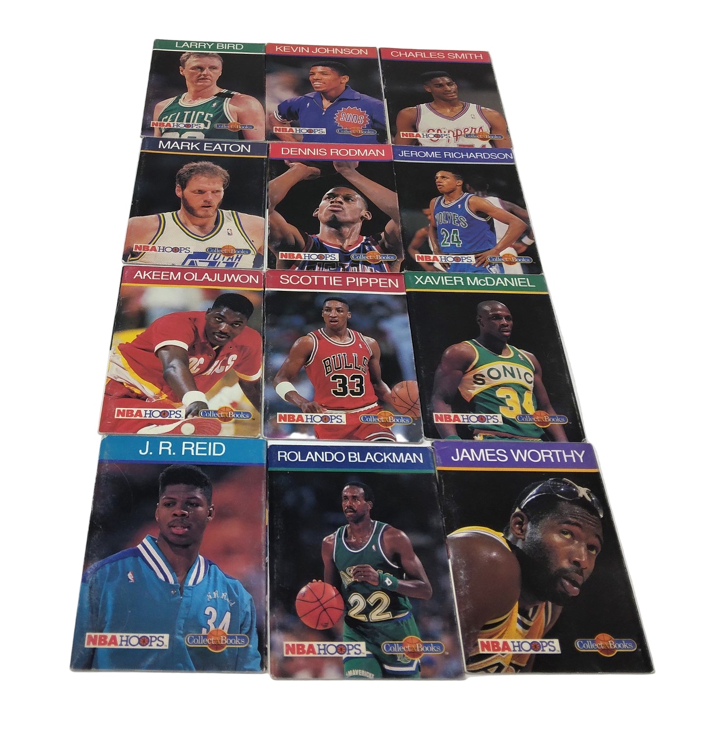 BASKETBALL 1990 NBA HOOPS BOOK COLLECTION (12)