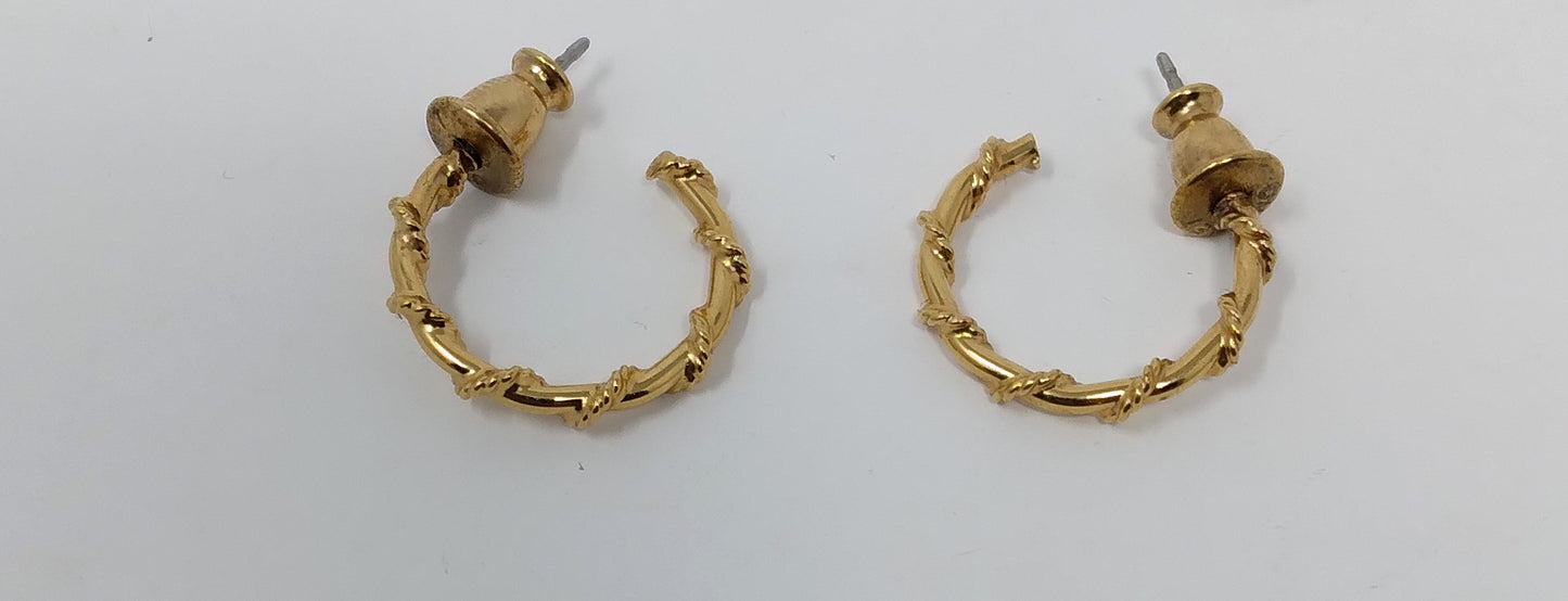 Vintage Monet Gold Tone Twisted Rope post Earrings