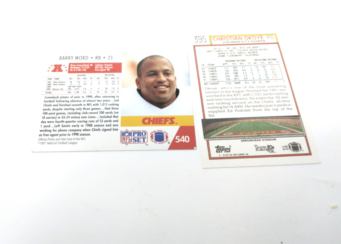 1990S KANSAS CITY CHIEFS NFL TOPPS FOOTBALL CARDS COLLECTION (2)