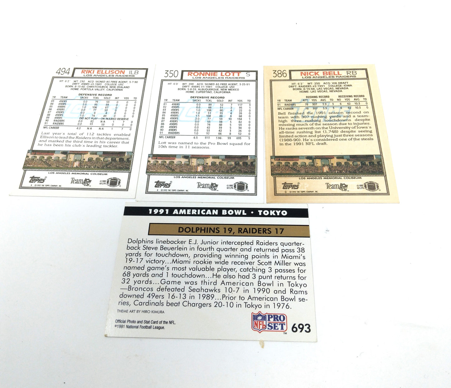 1990S RAIDERS NFL TOPPS FOOTBALL CARDS COLLECTION (4)
