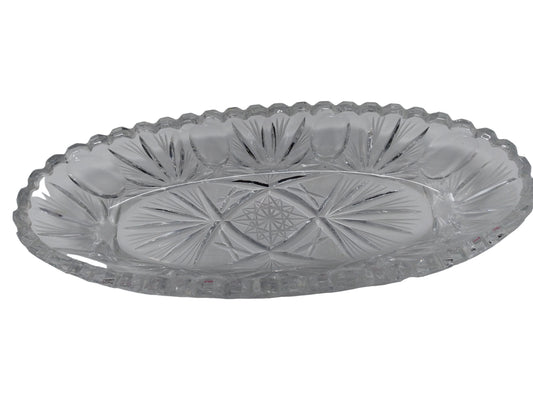 VINTAGE BRILLIANT CUT GLASS CRYSTAL TRAY CELERY DISH BOWL