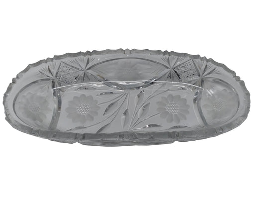 VINTAGE BRILLIANT CUT GLASS CRYSTAL TRAY CELERY DISH BOWL