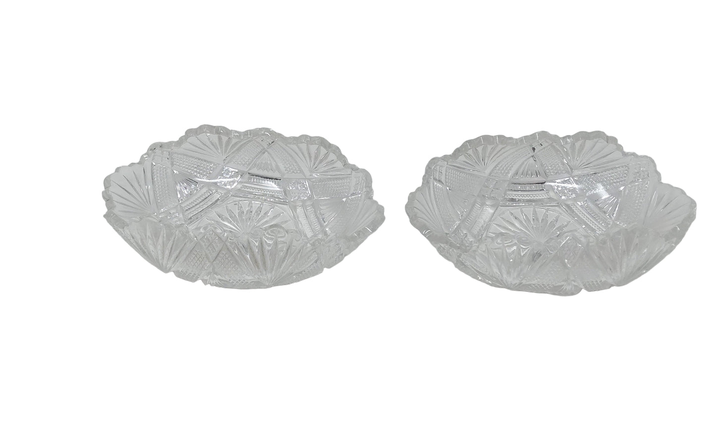 TWO VINTAGE BRILLIANT CUT GLASS CRYSTAL CELERY  DISH BOWL