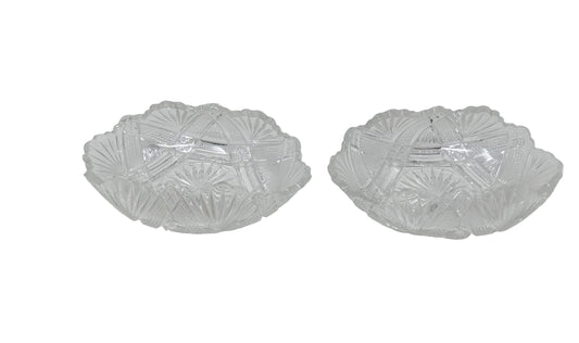 TWO VINTAGE BRILLIANT CUT GLASS CRYSTAL CELERY  DISH BOWL