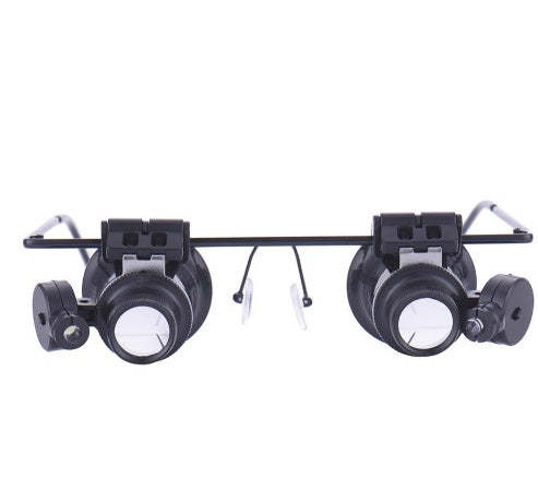 Jeweler Glasses 20x Magnifying Eye Magnifier Glasses Loupe Lens Watch Repair LED Light Eyes Wearing Style
