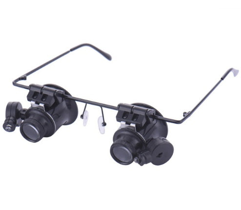 Jeweler Glasses 20x Magnifying Eye Magnifier Glasses Loupe Lens Watch Repair LED Light Eyes Wearing Style
