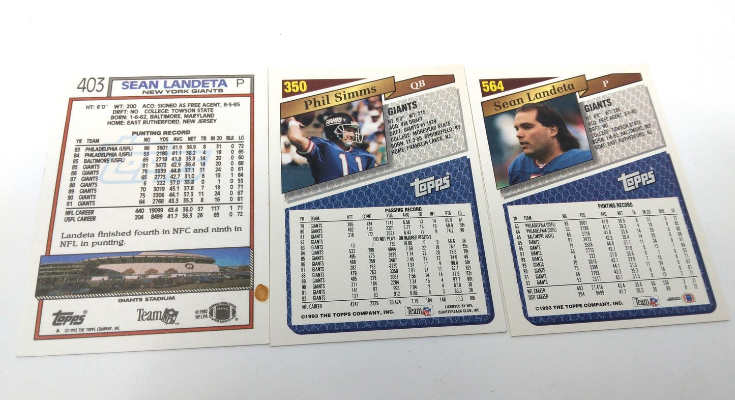 1990S NEW YORK GIANTS NFL TOPPS FOOTBALL CARDS COLLECTION (3)
