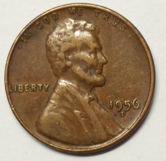 1956 D- LINCOLN WHEAT CENT D/D FS-501 - RPM #001 - REPUNCHED MINT MARK - ERROR!