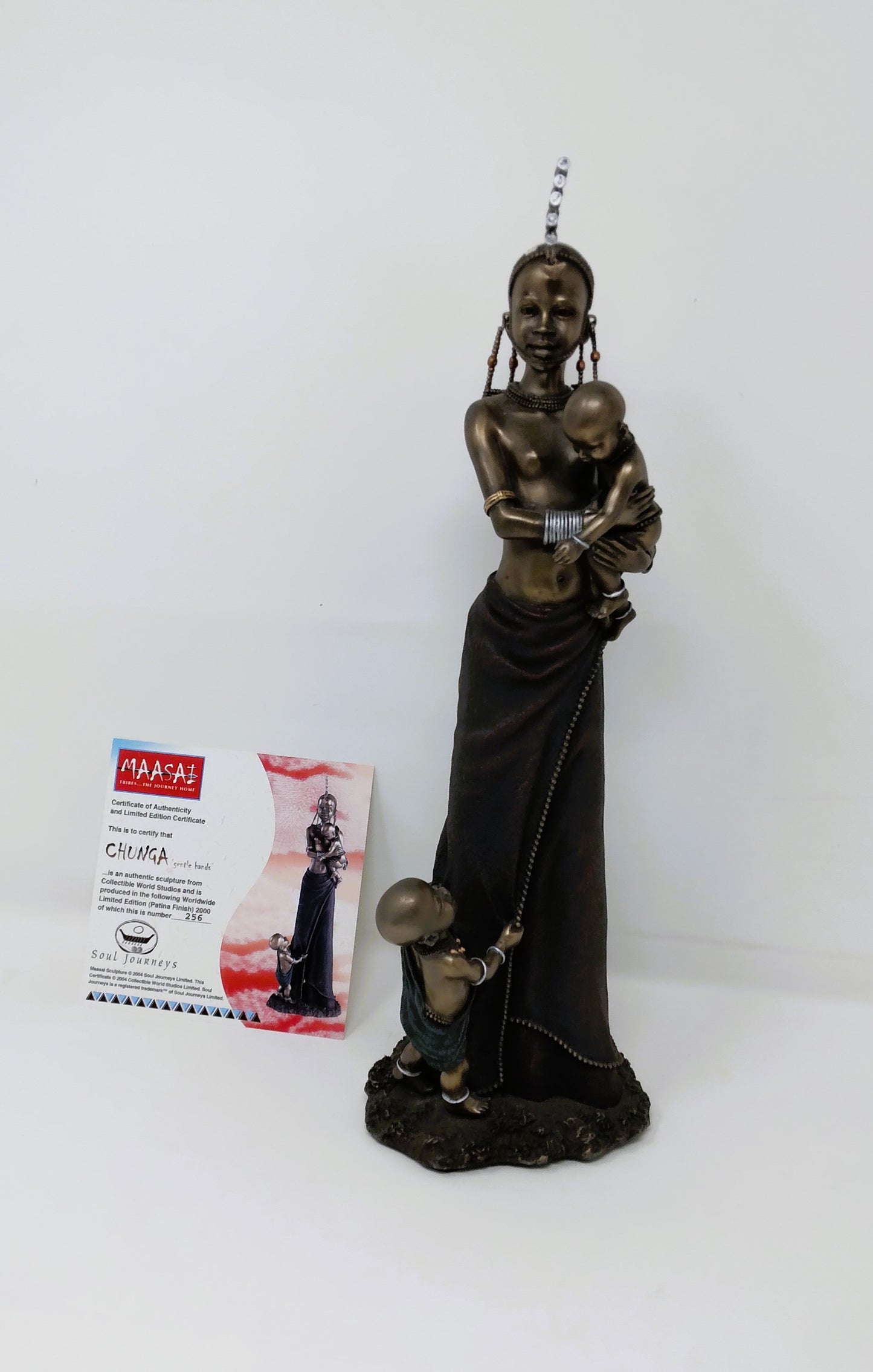 The Soul Journeys Maasai "CHUNGA Gentle Hands" Sculpture is a limited edition