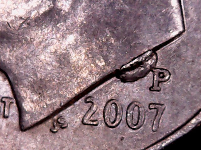 2007 Roosevelt Dime Huge Die Chip Neck Error