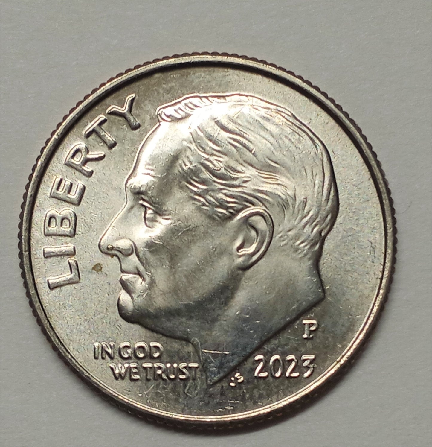 2023-P Roosevelt Dime Boogie Oogie Die Chip Nose.  Error